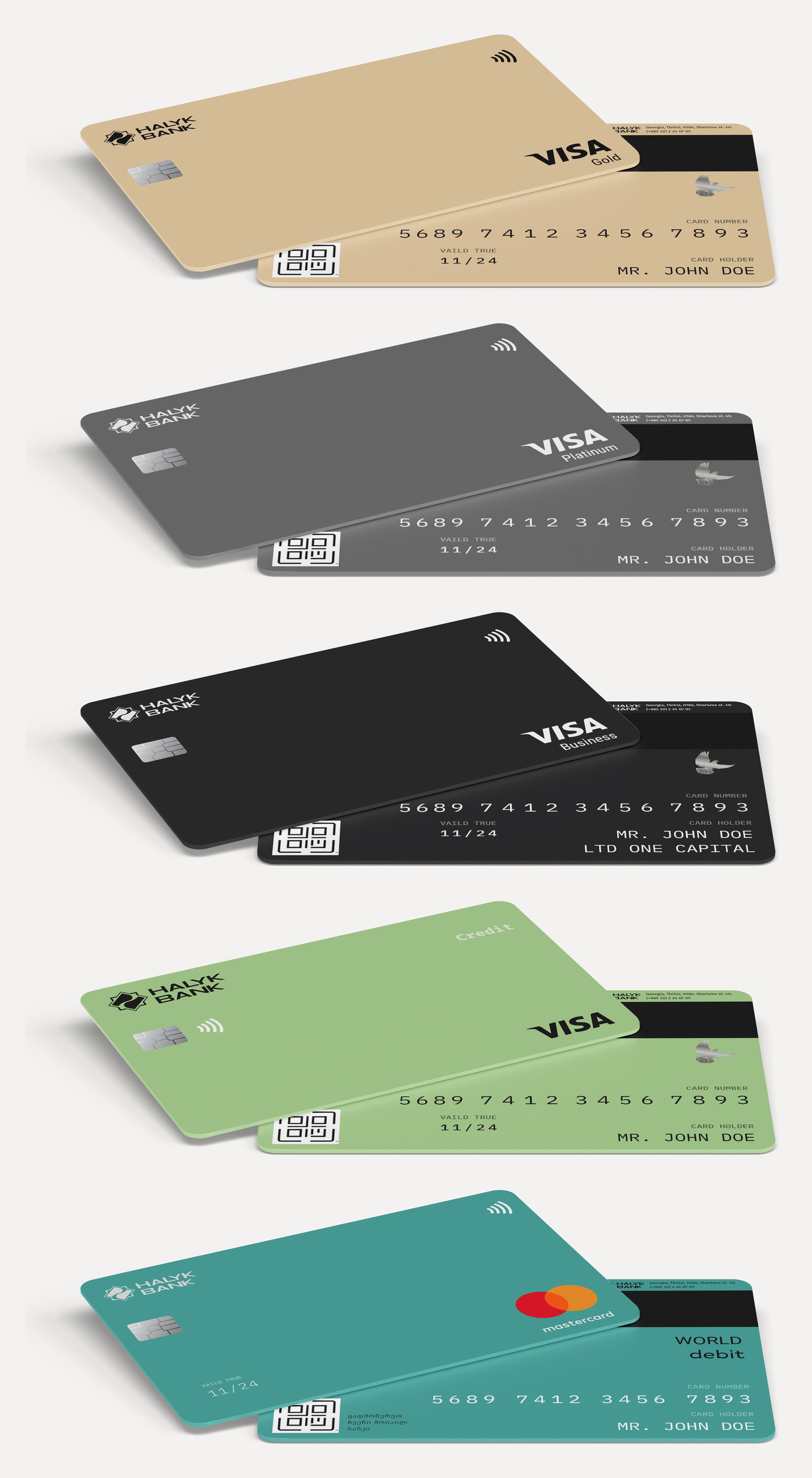 Halyk · Cards — The tier is a colour, not a badge
