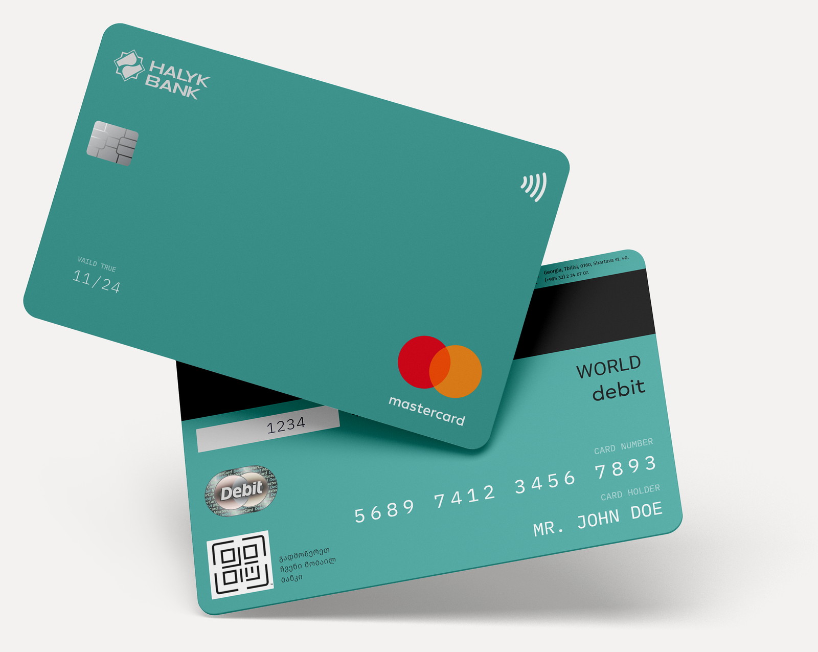 Halyk · Cards — Georgian first, on a Kazakh bank’s card