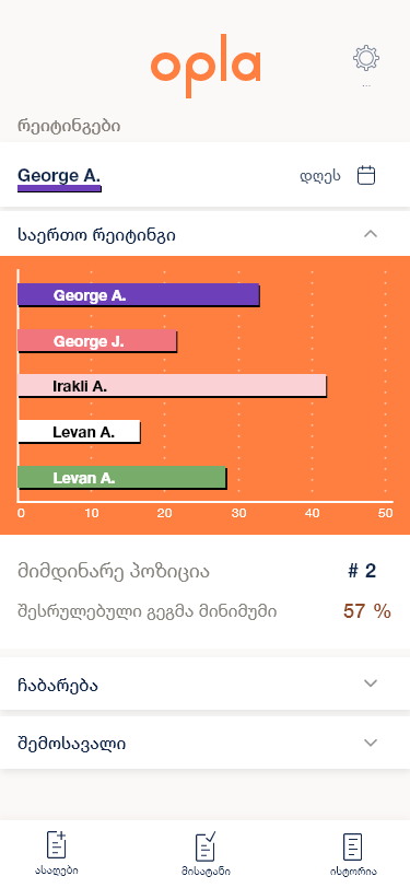 Opla Delivery — The leaderboard has real names on it