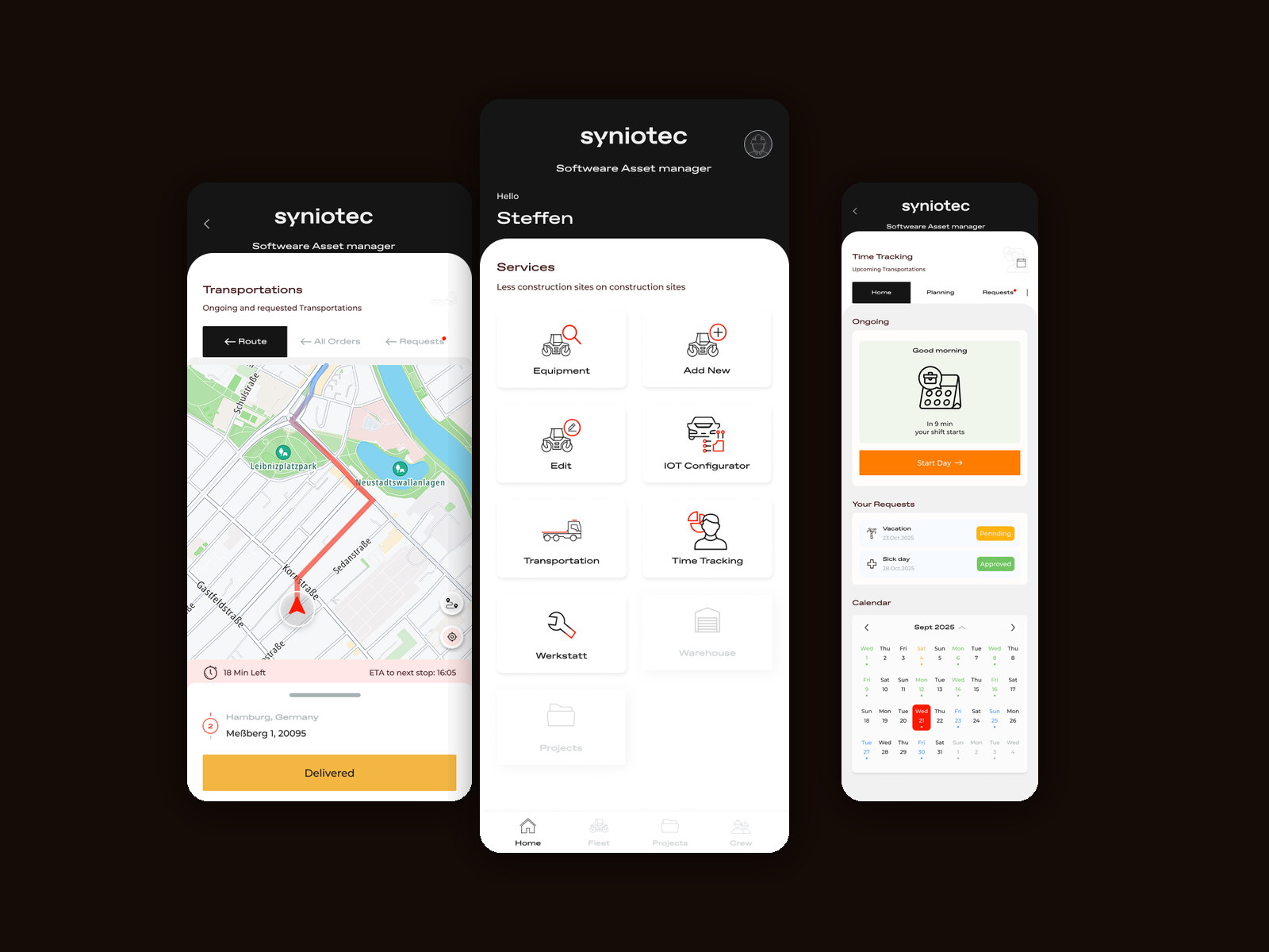 Syniotec · SAM Mobile — interface design